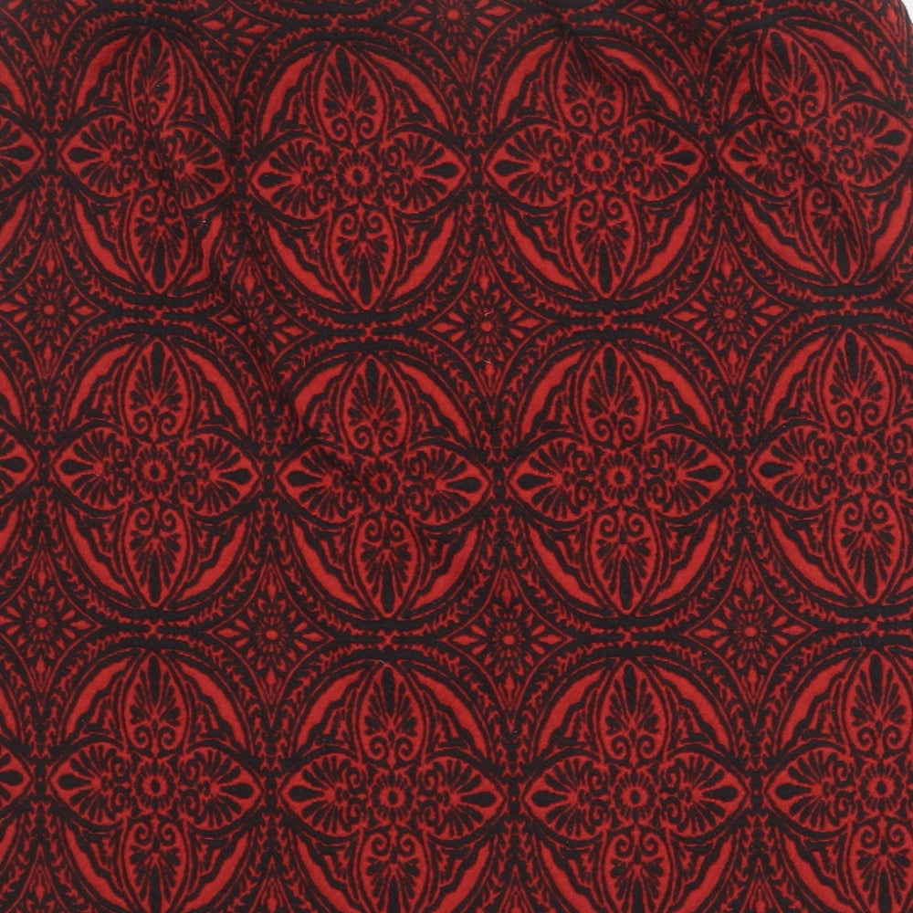 Marks and Spencer Womens Red Geometric Polyester A-Line Skirt Size 16