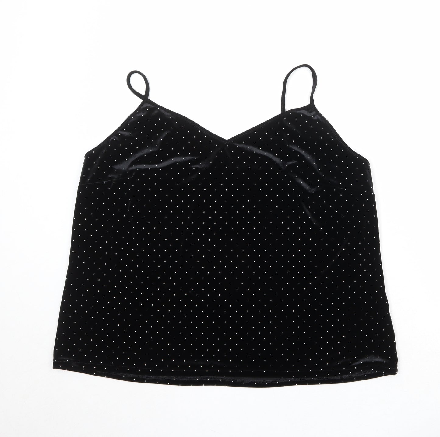 Marks and Spencer Womens Black Geometric Polyester Basic Tank Size 20 V-Neck