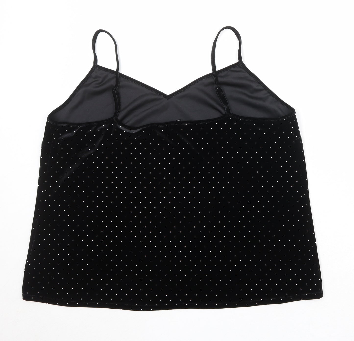 Marks and Spencer Womens Black Geometric Polyester Basic Tank Size 20 V-Neck