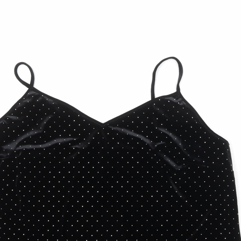 Marks and Spencer Womens Black Geometric Polyester Basic Tank Size 20 V-Neck