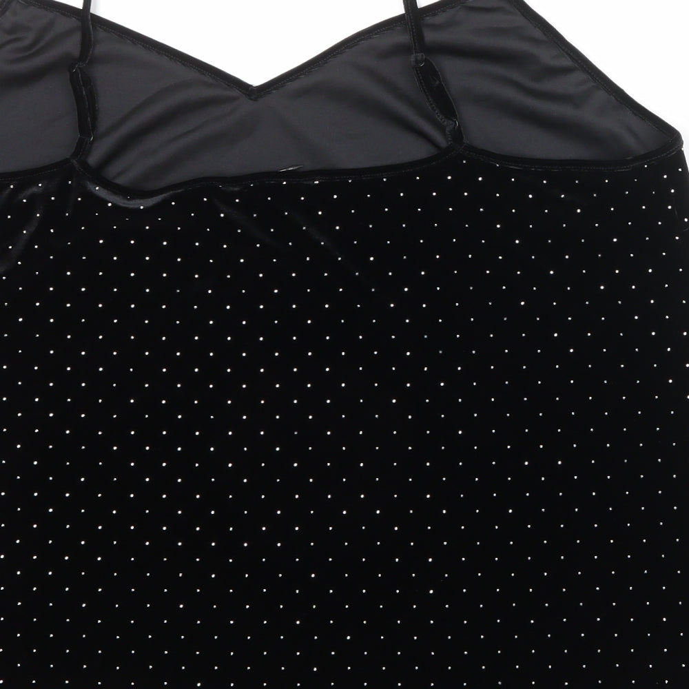 Marks and Spencer Womens Black Geometric Polyester Basic Tank Size 20 V-Neck