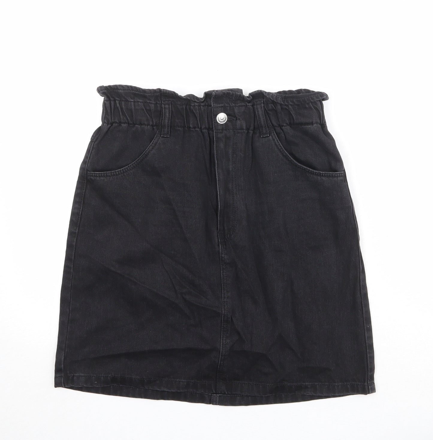 Divided by H&M Womens Black Cotton A-Line Skirt Size 10 Zip