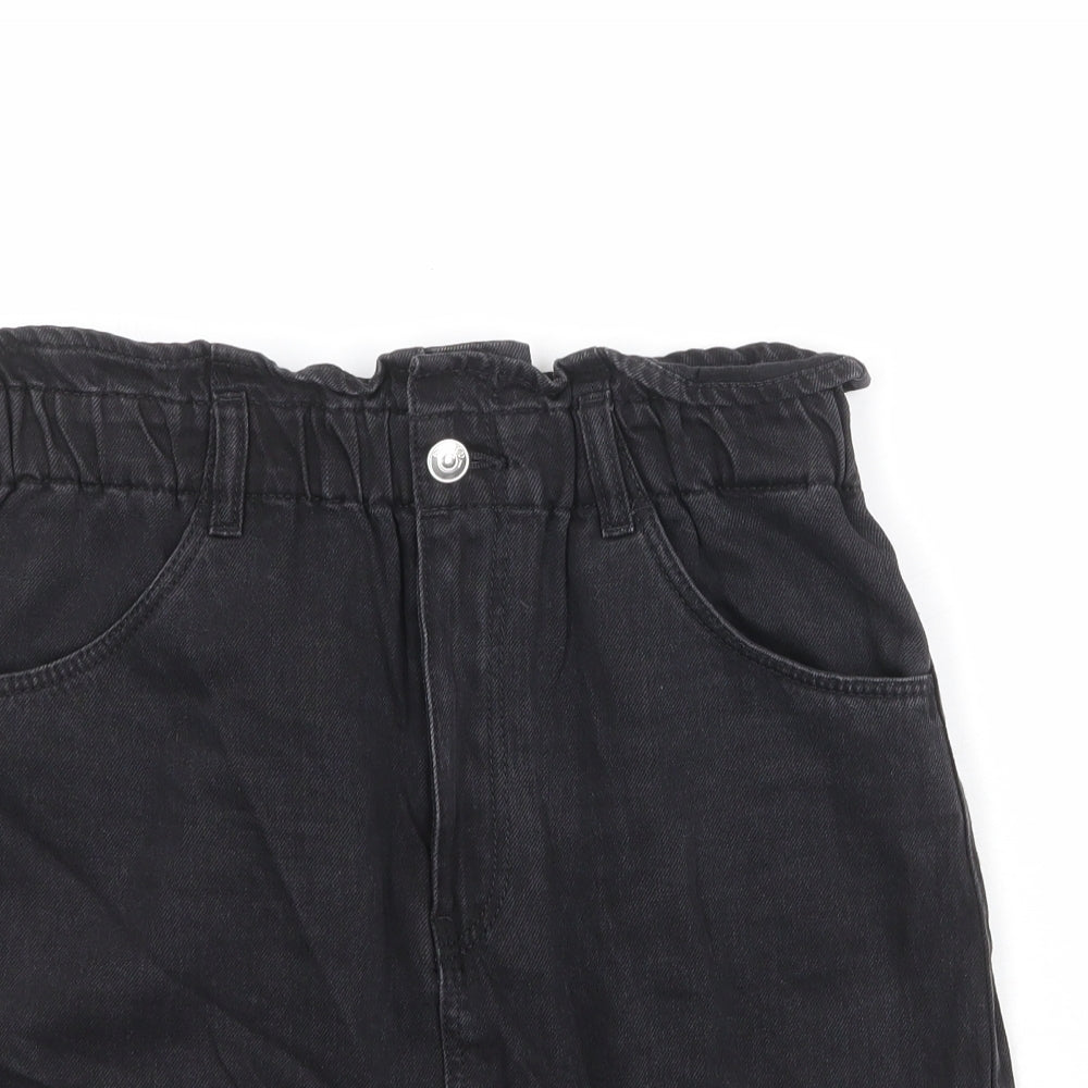 Divided by H&M Womens Black Cotton A-Line Skirt Size 10 Zip
