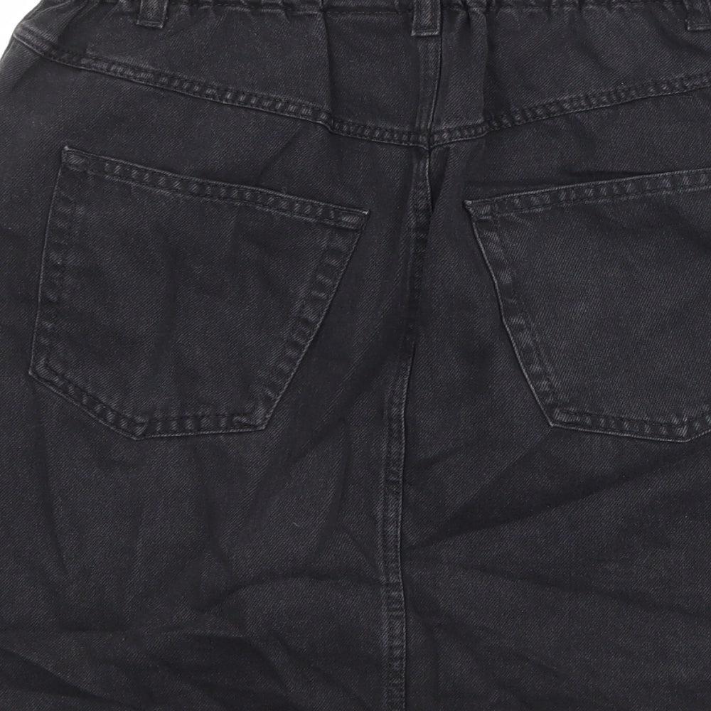 Divided by H&M Womens Black Cotton A-Line Skirt Size 10 Zip