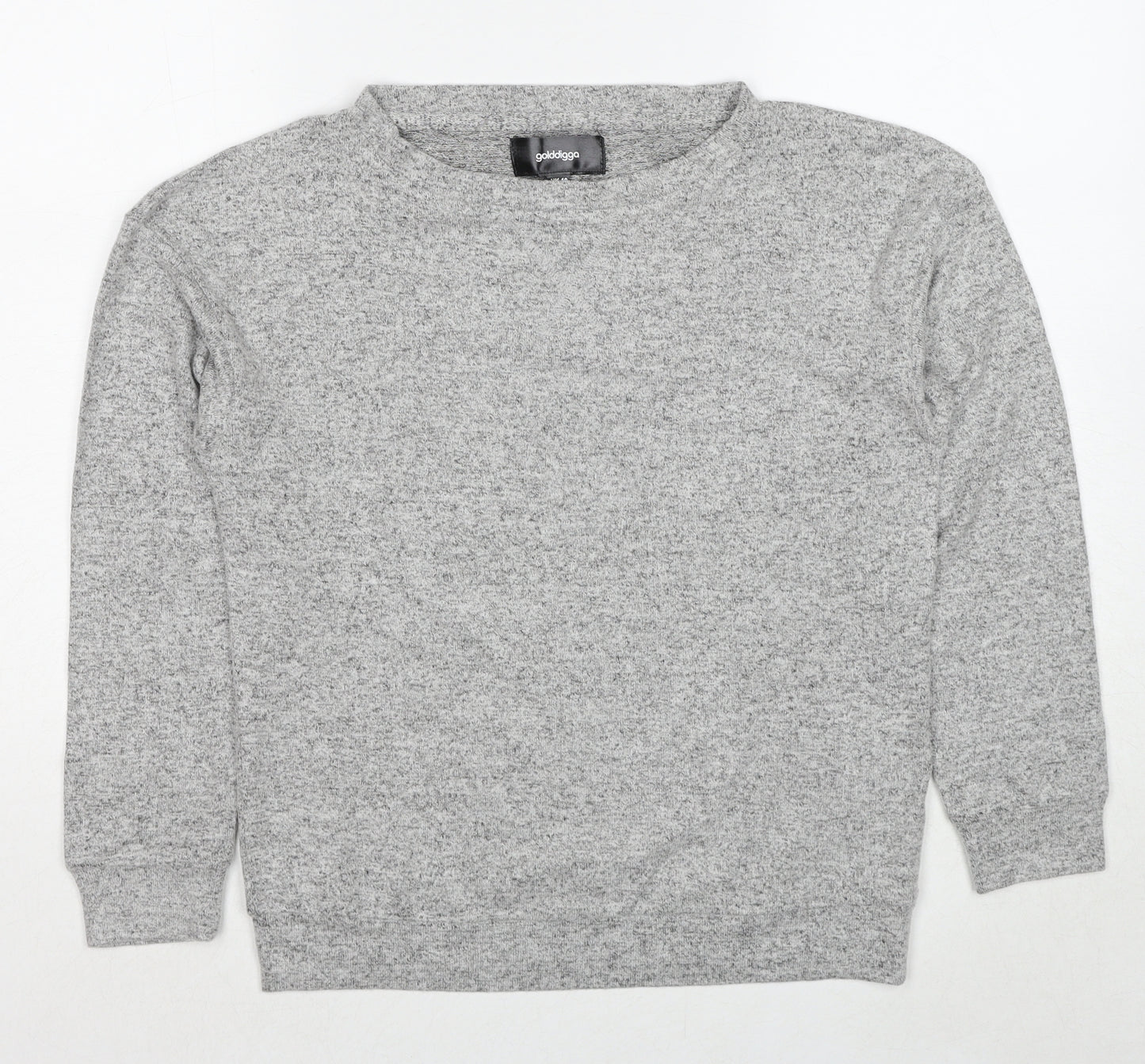 Golddigga Womens Grey Round Neck Viscose Pullover Jumper Size 10