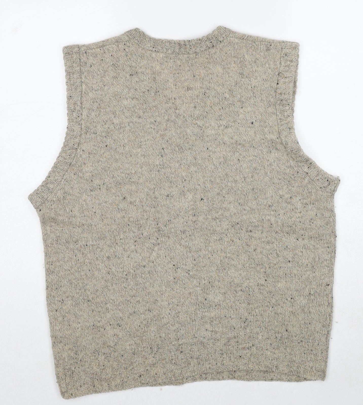 Harbour Classics Mens Beige V-Neck Wool Vest Jumper Size L Sleeveless