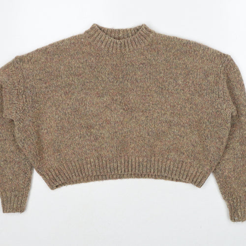 Motel Womens Brown Round Neck Polyester Pullover Jumper Size XS