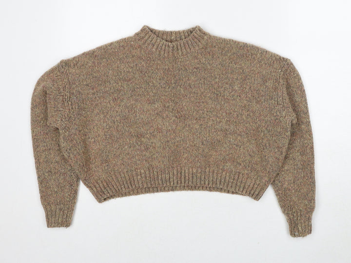 Motel Womens Brown Round Neck Polyester Pullover Jumper Size XS
