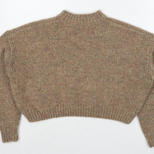 Motel Womens Brown Round Neck Polyester Pullover Jumper Size XS
