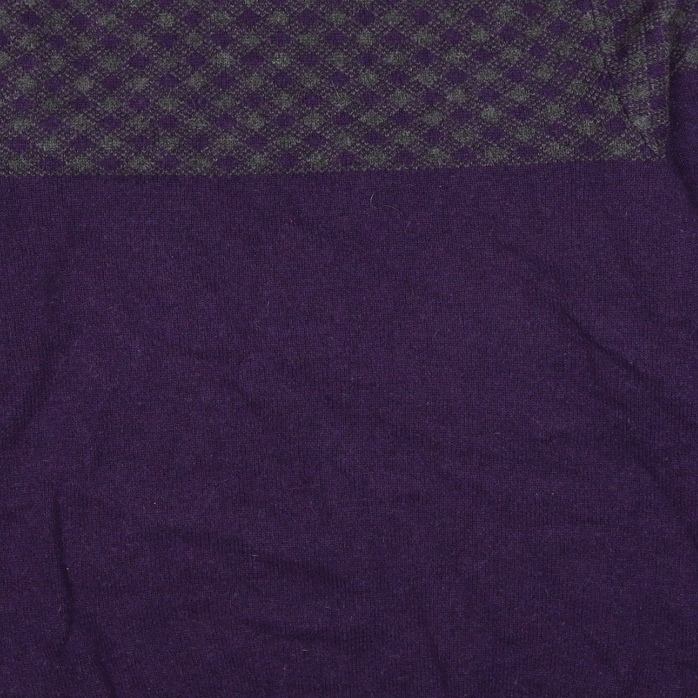 Marks and Spencer Mens Purple Round Neck Geometric Acrylic Pullover Jumper Size L Long Sleeve