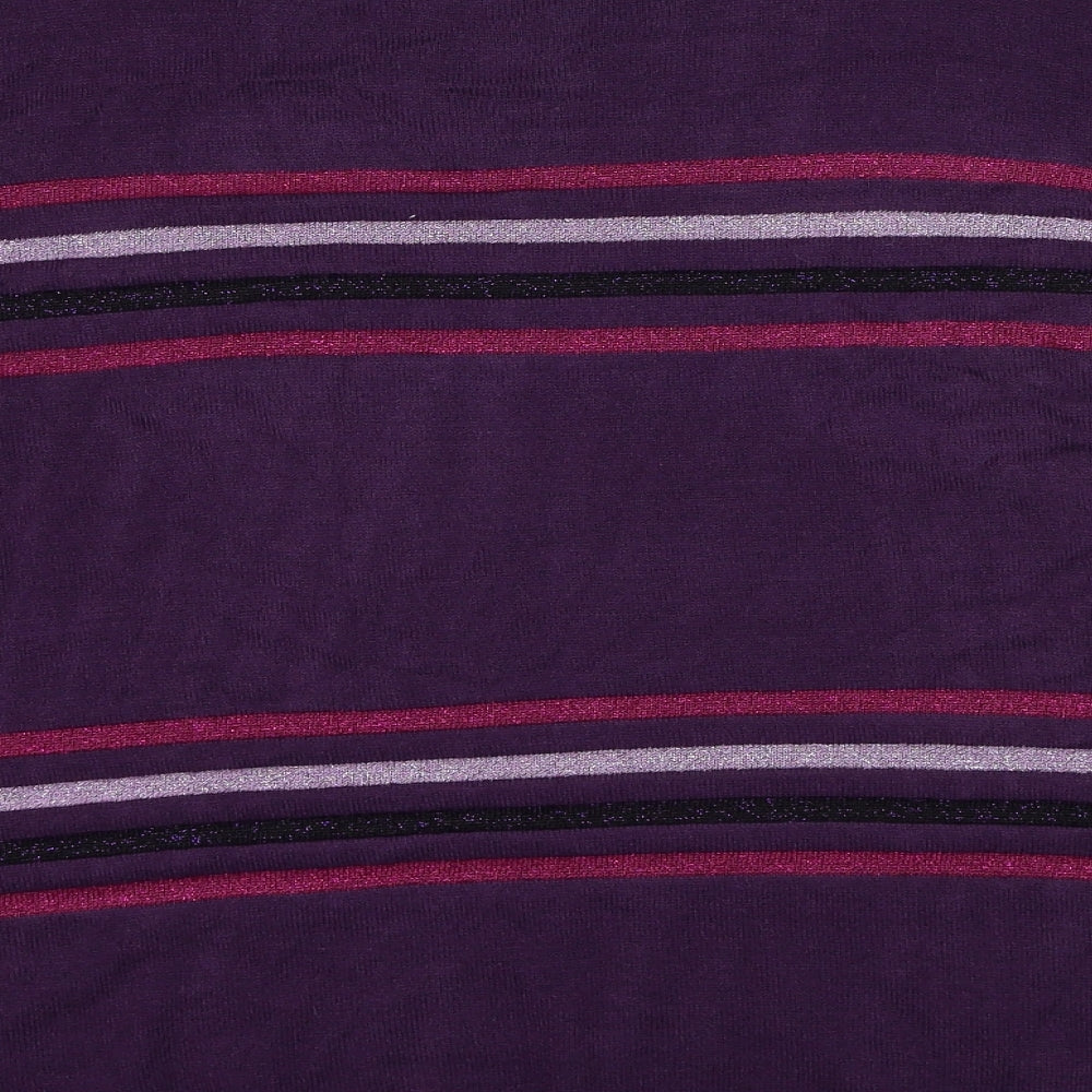 Maine Womens Purple Round Neck Striped Acrylic Pullover Jumper Size 18