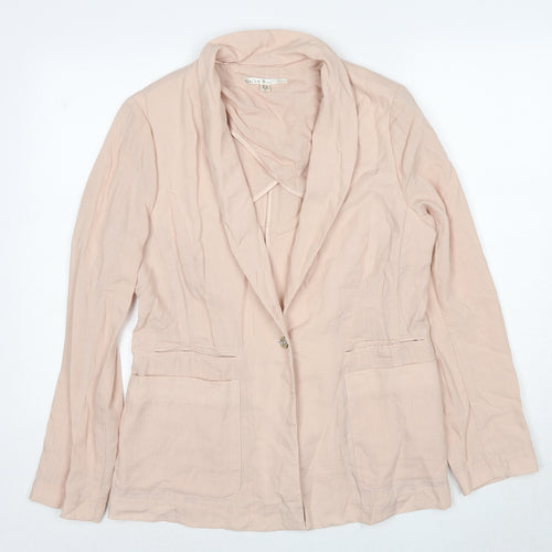 Uttam Boutique Womens Beige Jacket Blazer Size 12 Button
