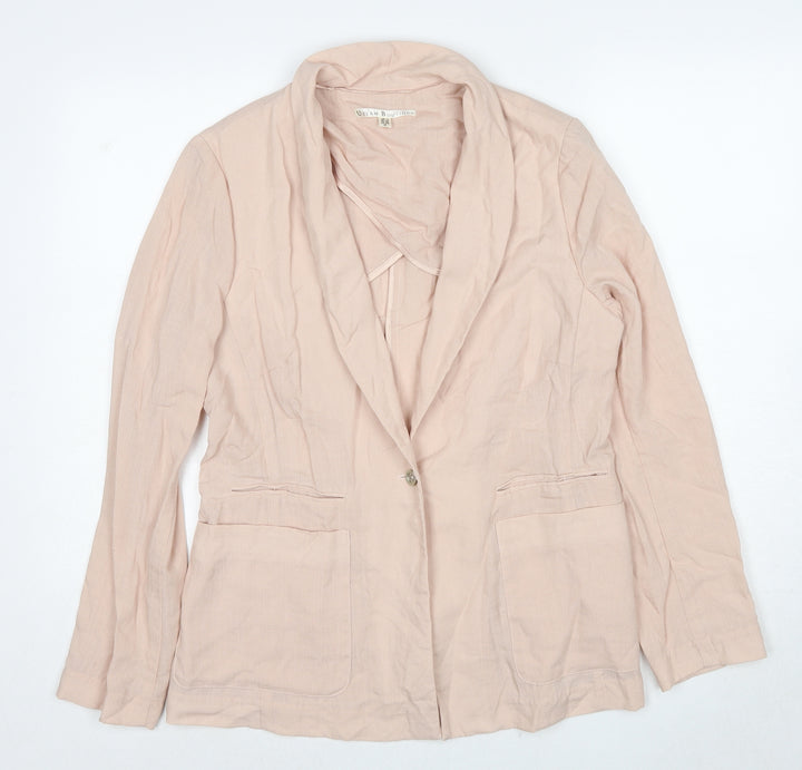 Uttam Boutique Womens Beige Jacket Blazer Size 12 Button