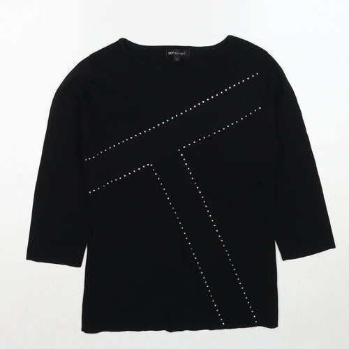 Sky Design Womens Black Round Neck Nylon Pullover Jumper Size S - Label size 1