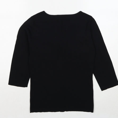 Sky Design Womens Black Round Neck Nylon Pullover Jumper Size S - Label size 1