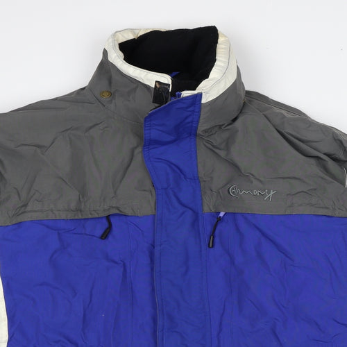 Chamonix Mens Blue Windbreaker Coat Size XL Zip - Colourblock