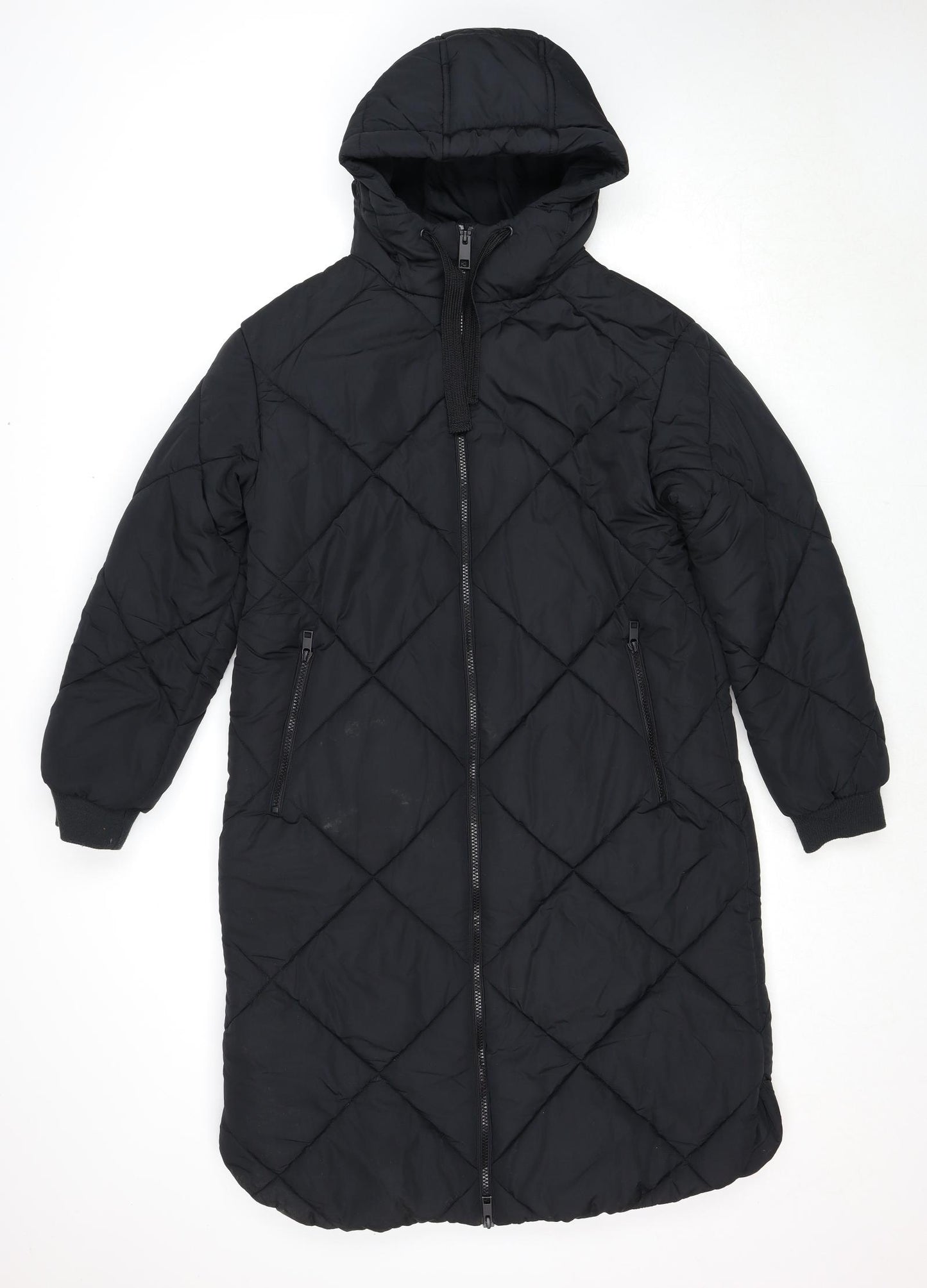 Marks and Spencer Womens Black Quilted Coat Size 10 Zip