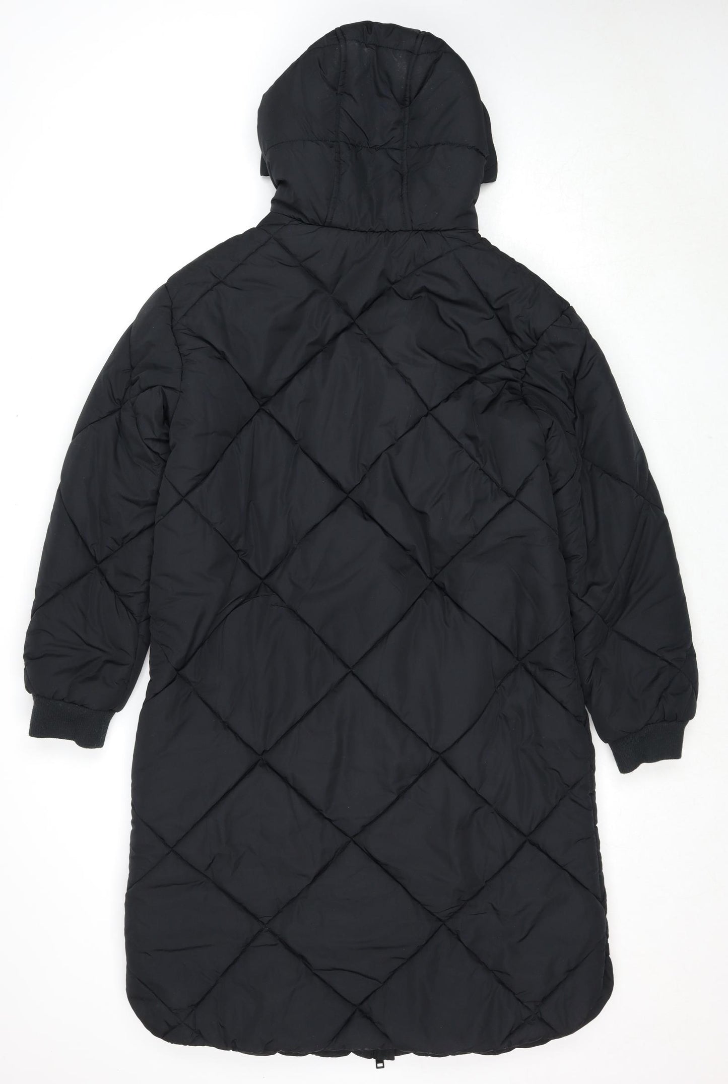 Marks and Spencer Womens Black Quilted Coat Size 10 Zip