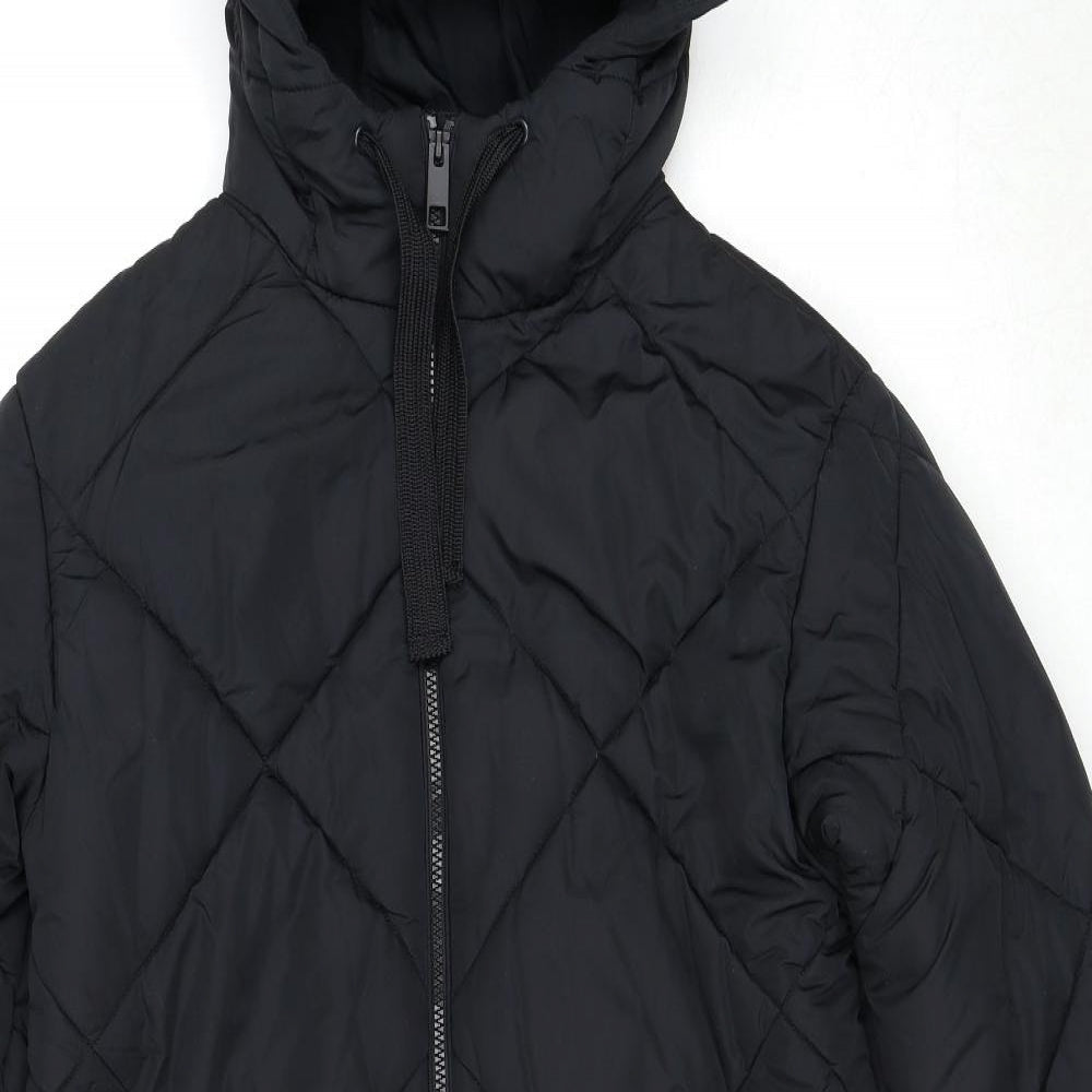 Marks and Spencer Womens Black Quilted Coat Size 10 Zip
