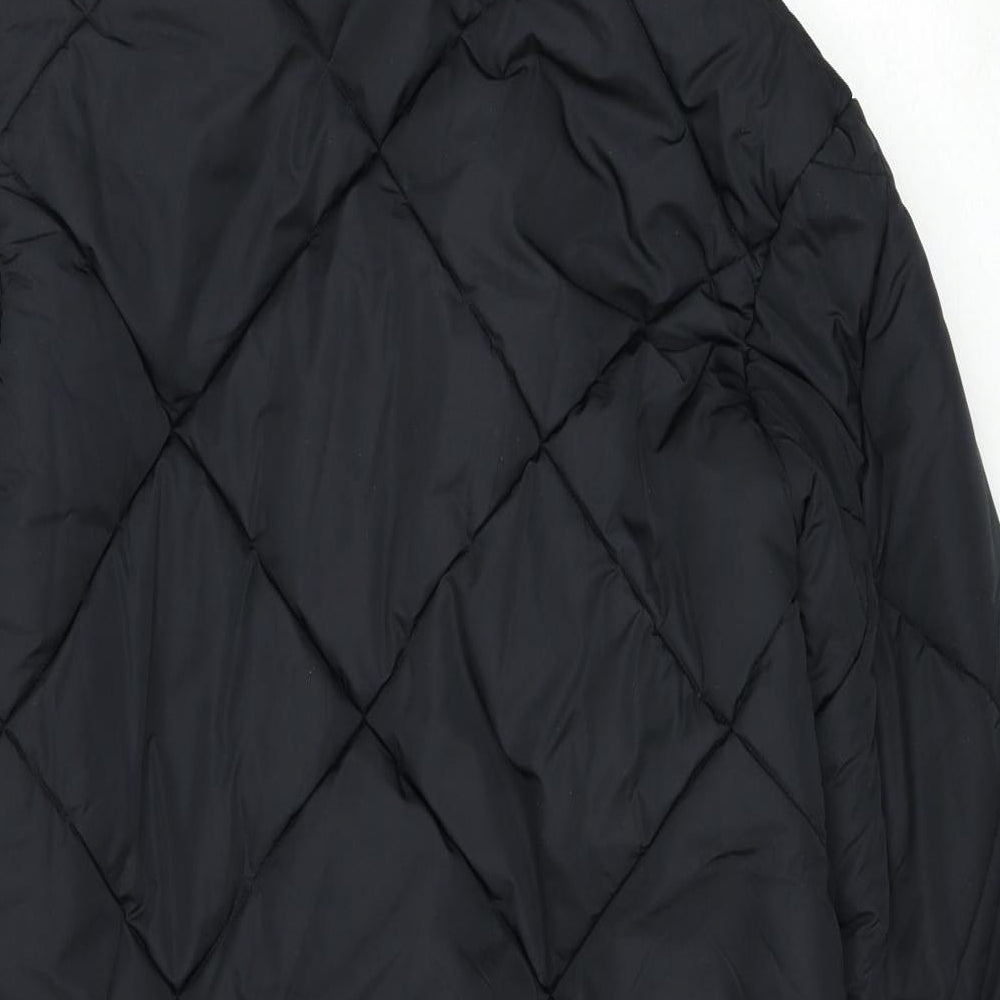 Marks and Spencer Womens Black Quilted Coat Size 10 Zip