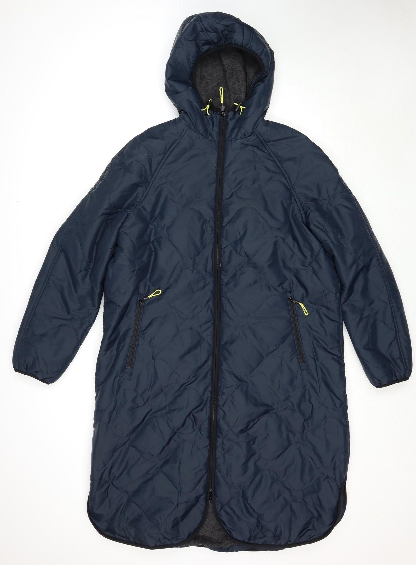 Marks and Spencer Womens Blue Quilted Coat Size 14 Zip