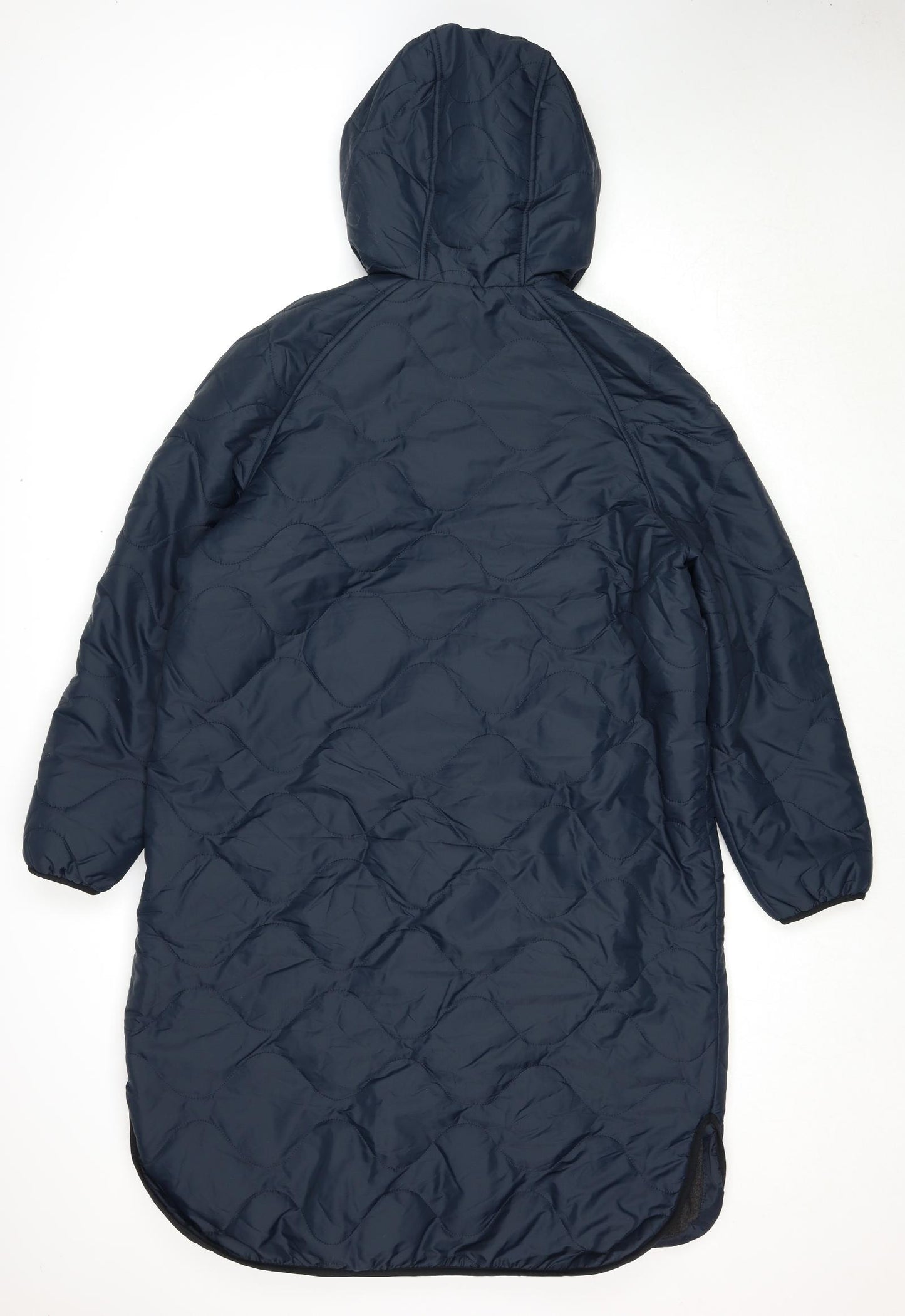 Marks and Spencer Womens Blue Quilted Coat Size 14 Zip