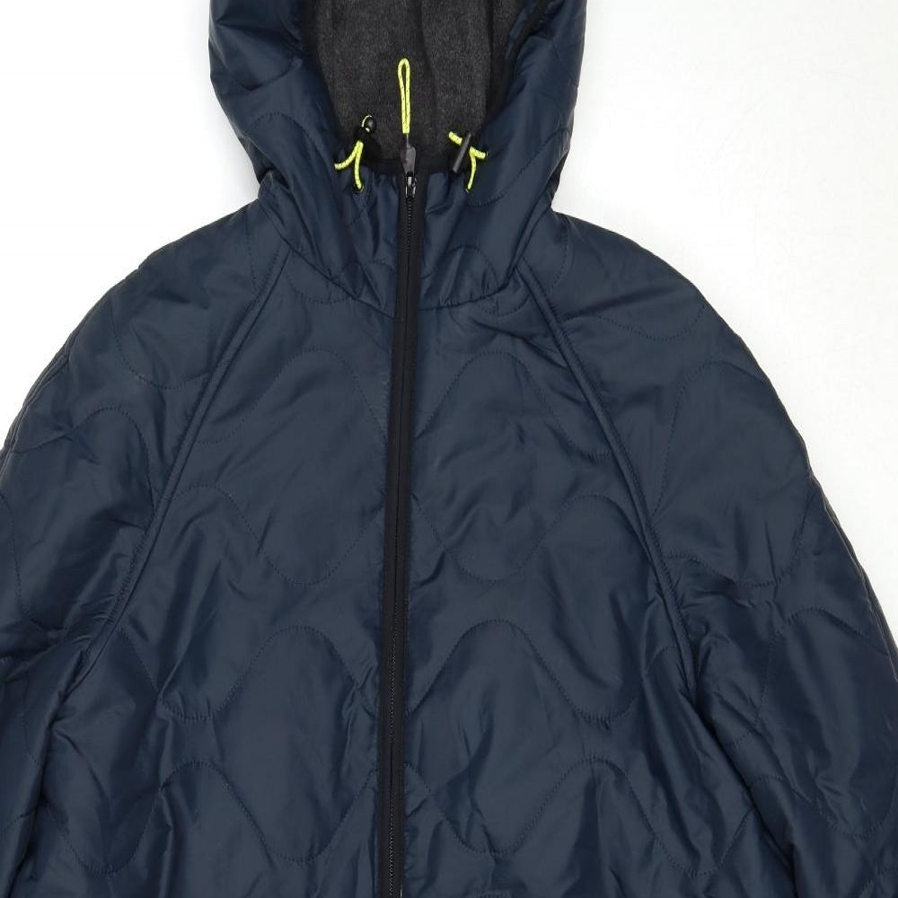 Marks and Spencer Womens Blue Quilted Coat Size 14 Zip