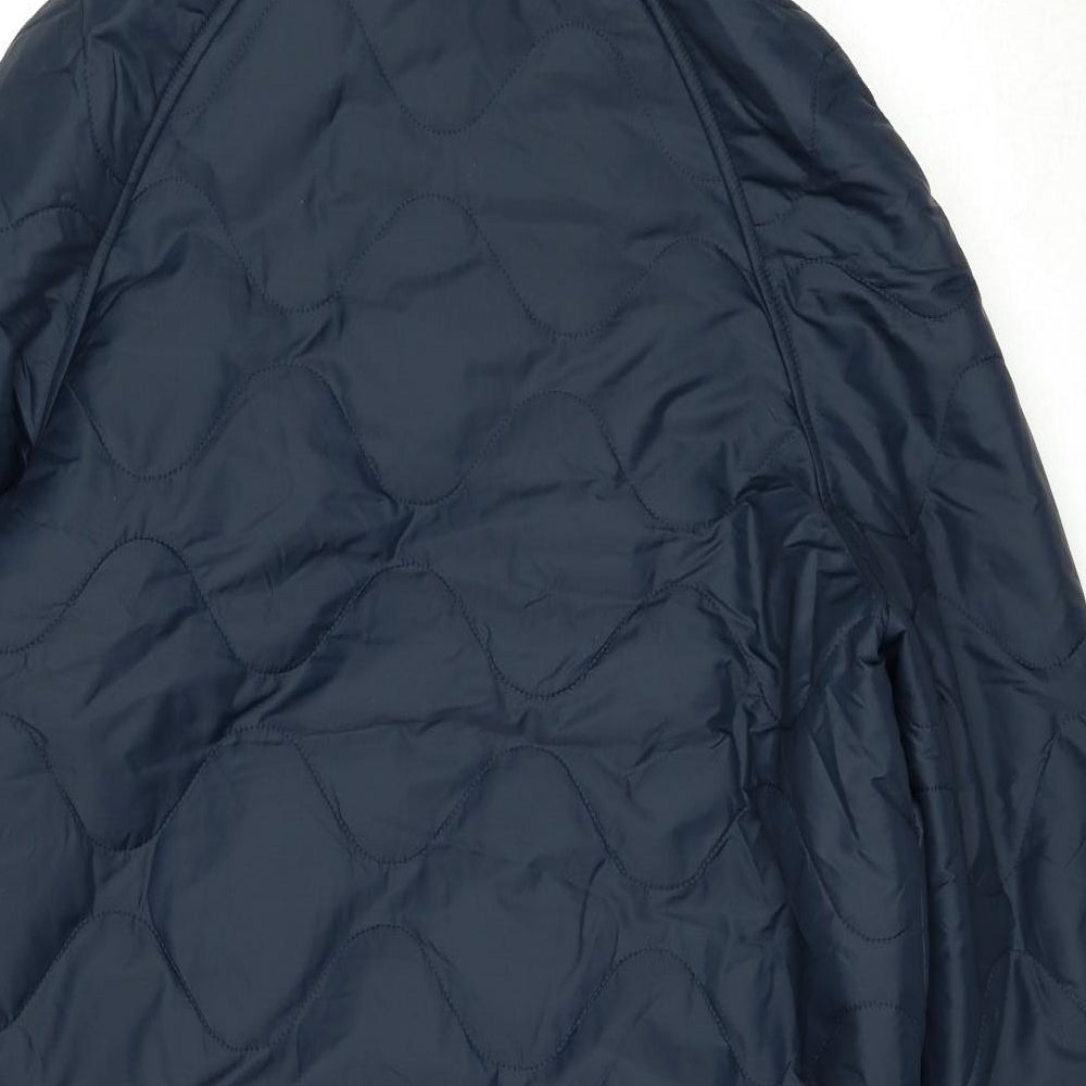Marks and Spencer Womens Blue Quilted Coat Size 14 Zip