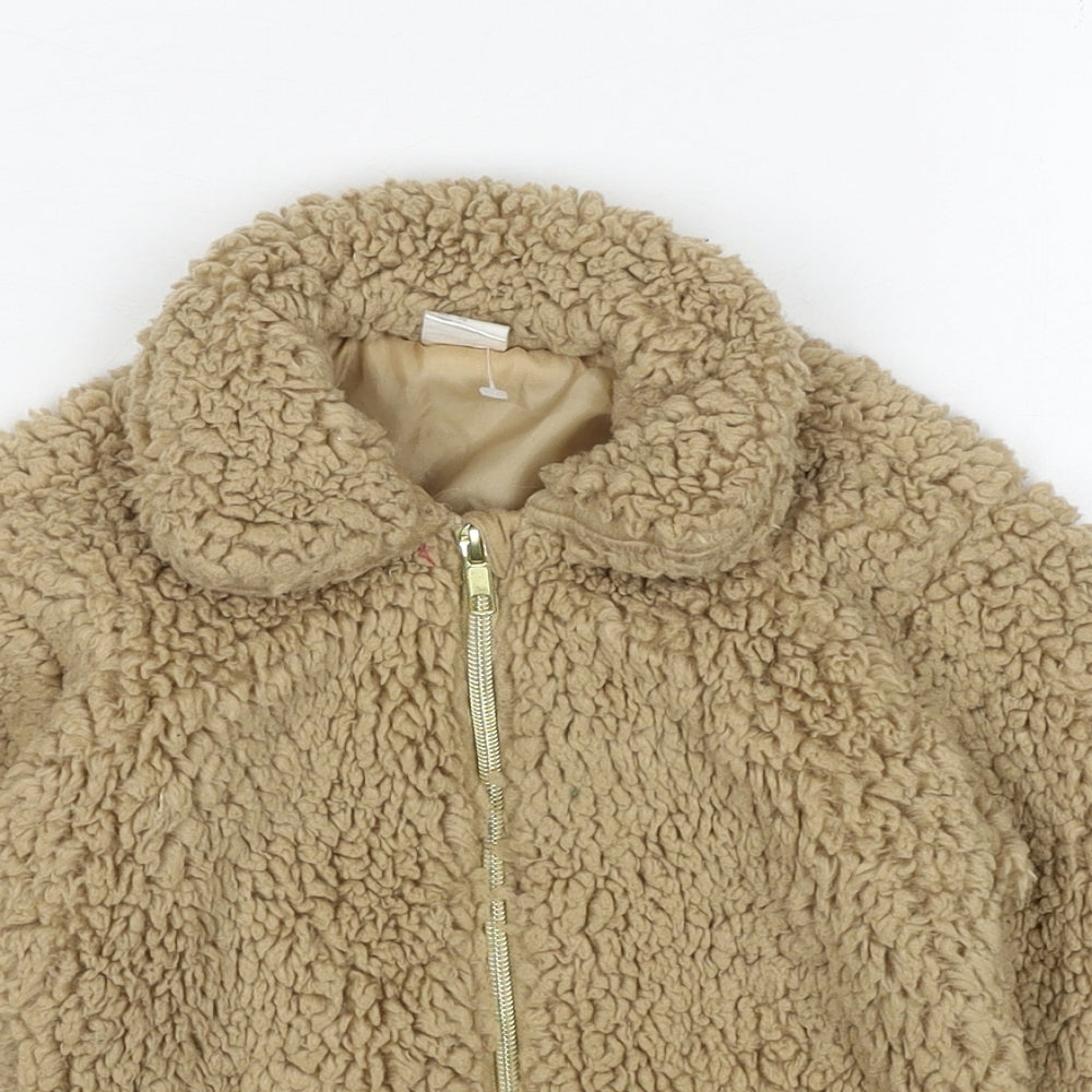 H&M Girls Beige Jacket Size 2-3 Years Zip - Sherpa