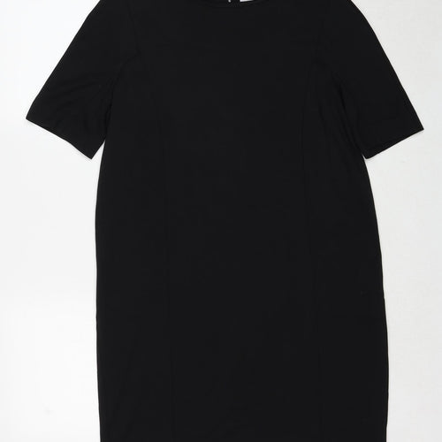 RESERVED Womens Black Viscose A-Line Size L Round Neck Zip