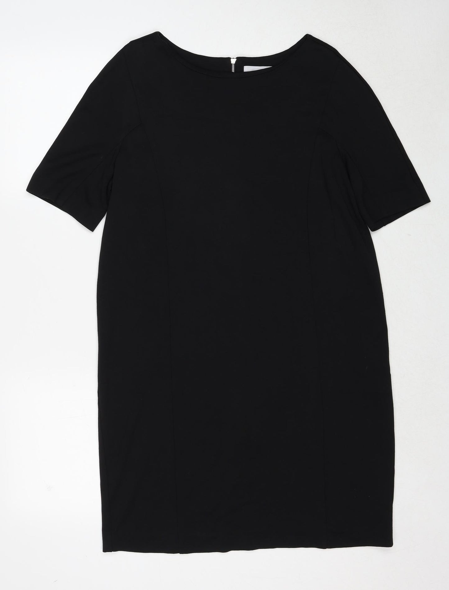 RESERVED Womens Black Viscose A-Line Size L Round Neck Zip