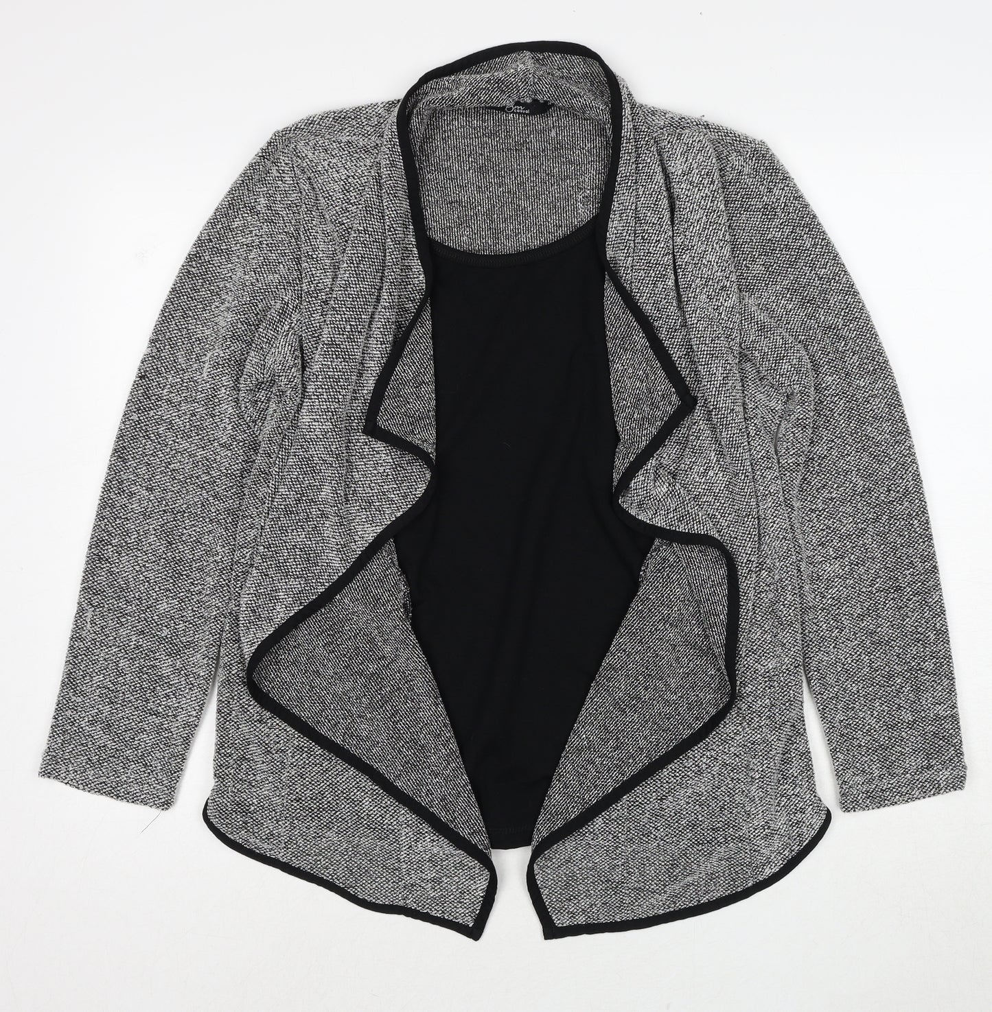 Bonmarché Womens Grey Round Neck Polyester Cardigan Jumper Size 14