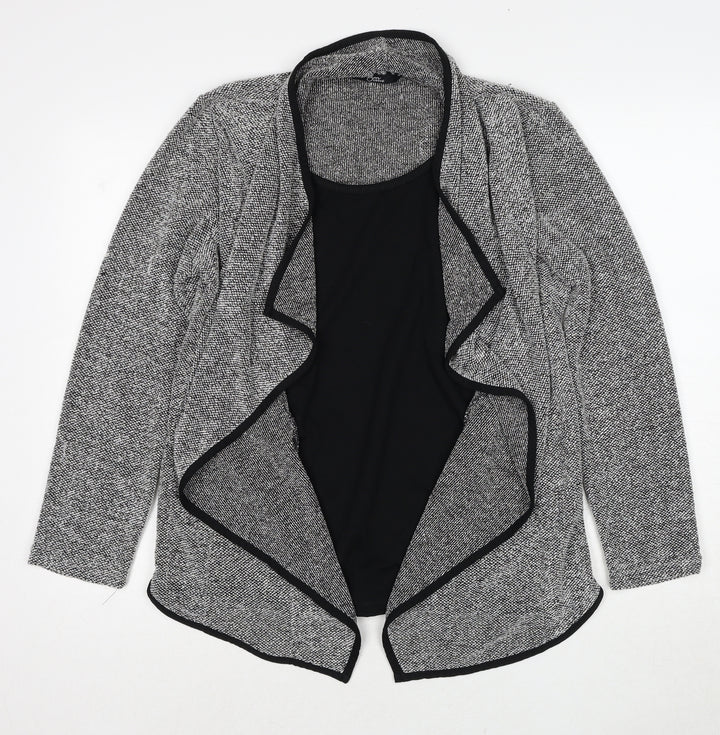 Bonmarché Womens Grey Round Neck Polyester Cardigan Jumper Size 14