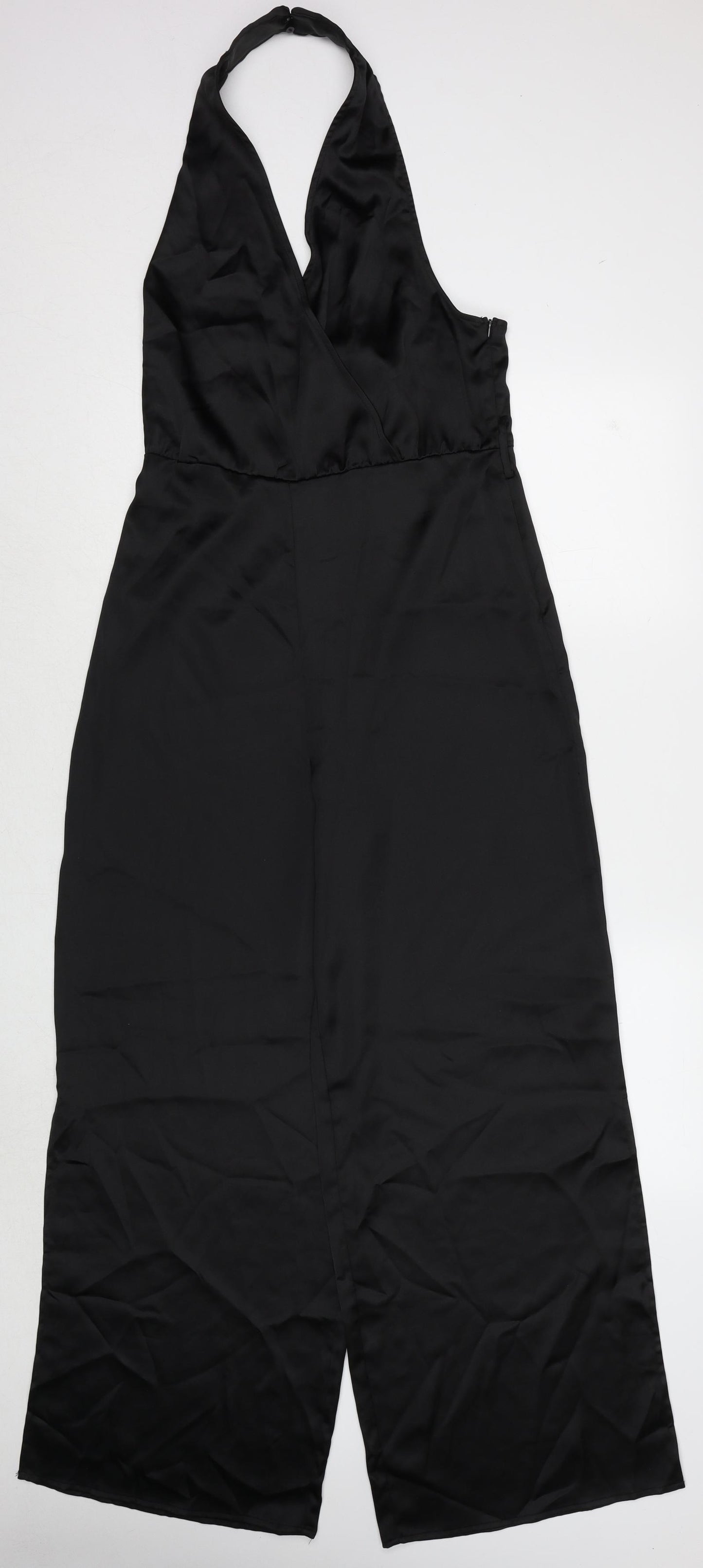 Zara Womens Black Polyester Jumpsuit One-Piece Size S Zip