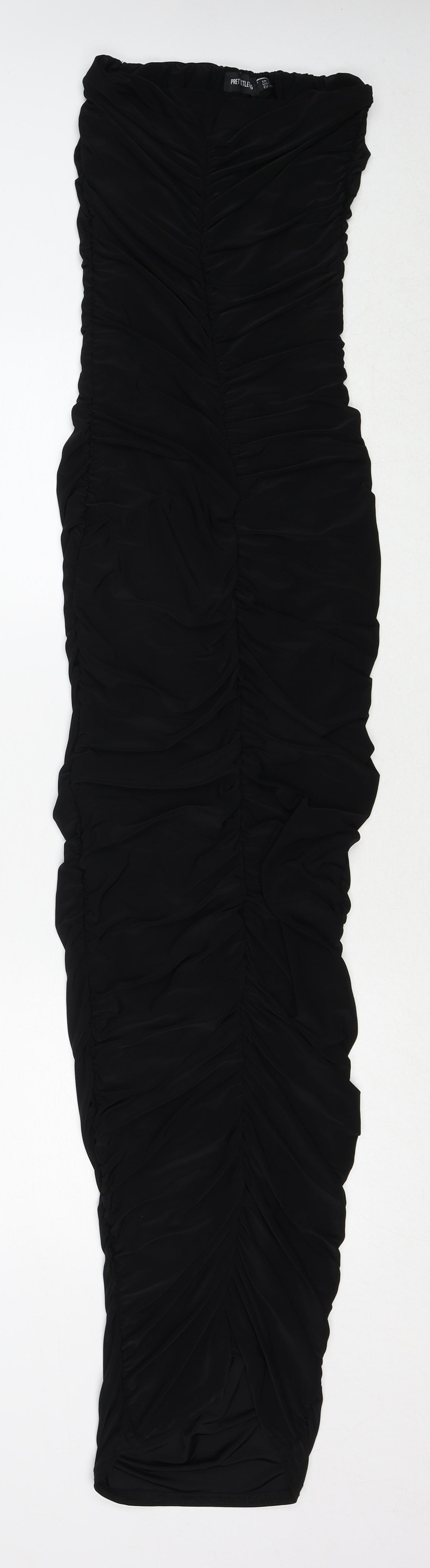 PRETTYLITTLETHING Womens Black Polyester Bodycon Size 8 Off the Shoulder Pullover