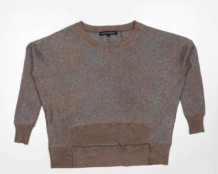 French Connection Womens Brown Round Neck Polyester Pullover Jumper Size XS