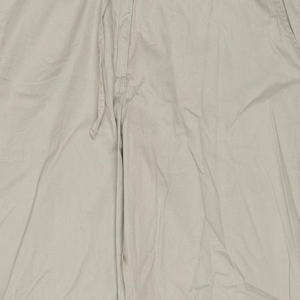 H&M Womens Beige Cotton Trousers Size 16 Regular Zip