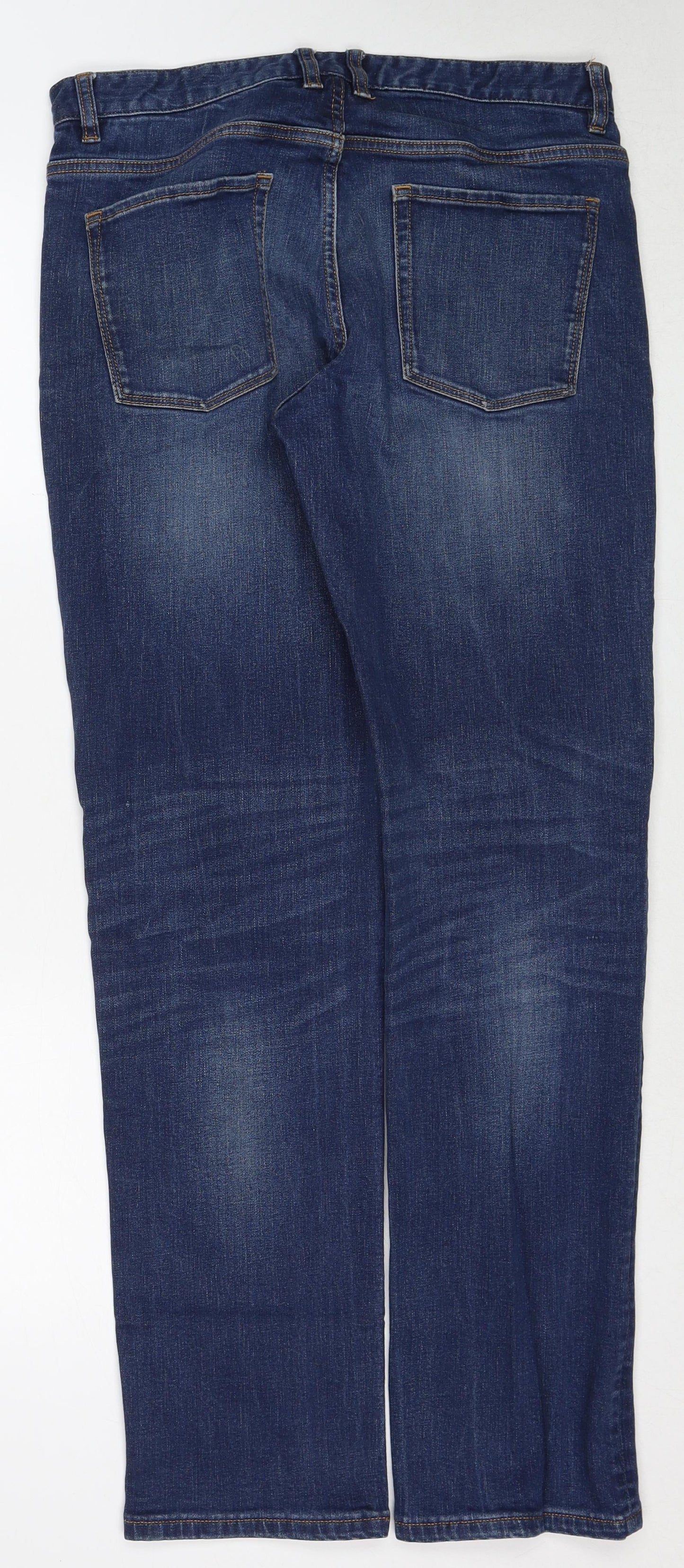 NEXT Mens Blue Cotton Straight Jeans Size 32 in L33 in Regular Zip