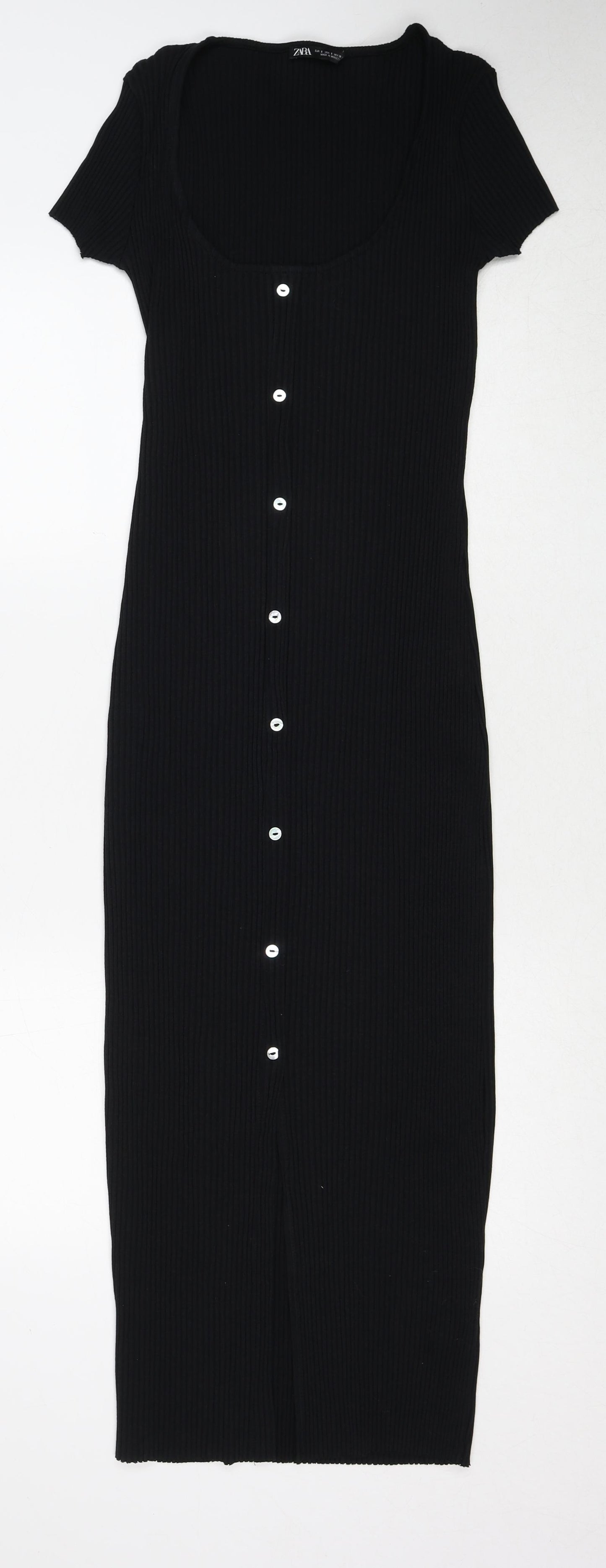 Zara Womens Black Viscose Bodycon Size M Round Neck Pullover