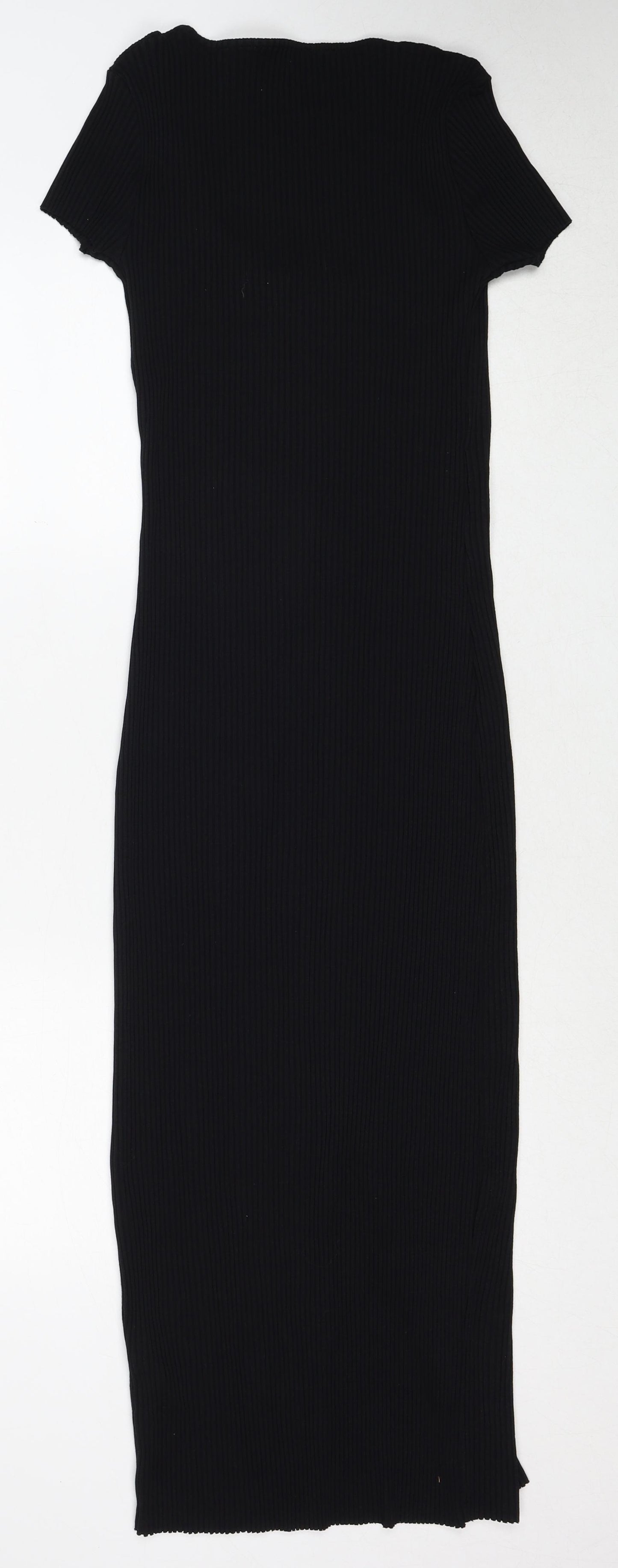 Zara Womens Black Viscose Bodycon Size M Round Neck Pullover