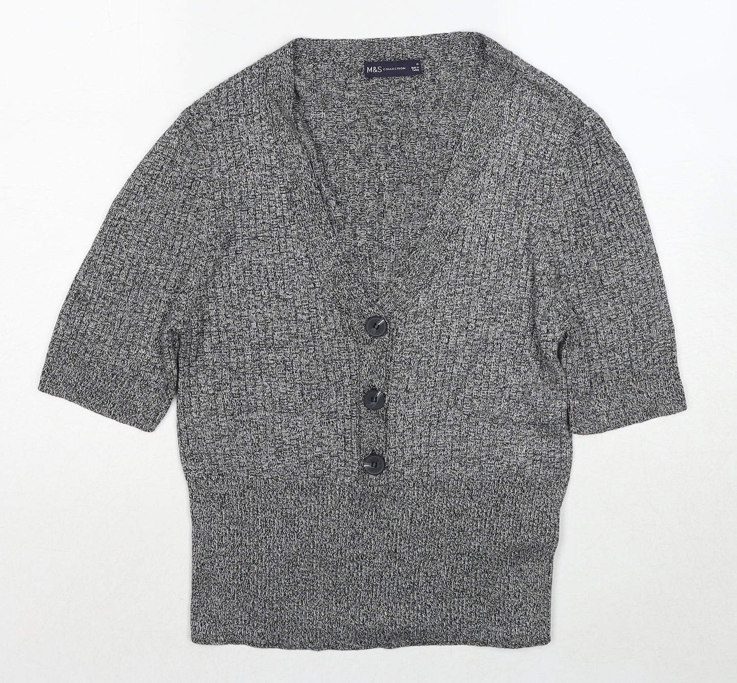 Marks and Spencer Womens Grey V-Neck Viscose Pullover Jumper Size 16