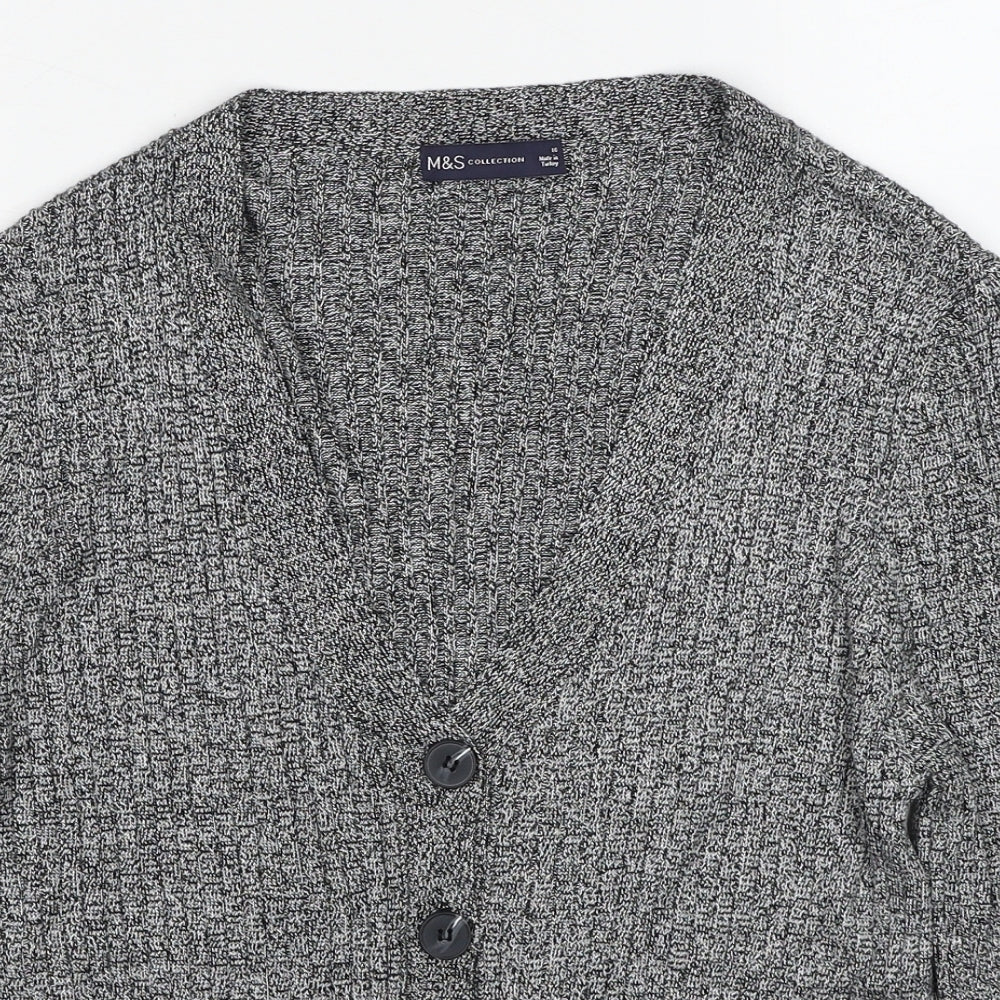 Marks and Spencer Womens Grey V-Neck Viscose Pullover Jumper Size 16