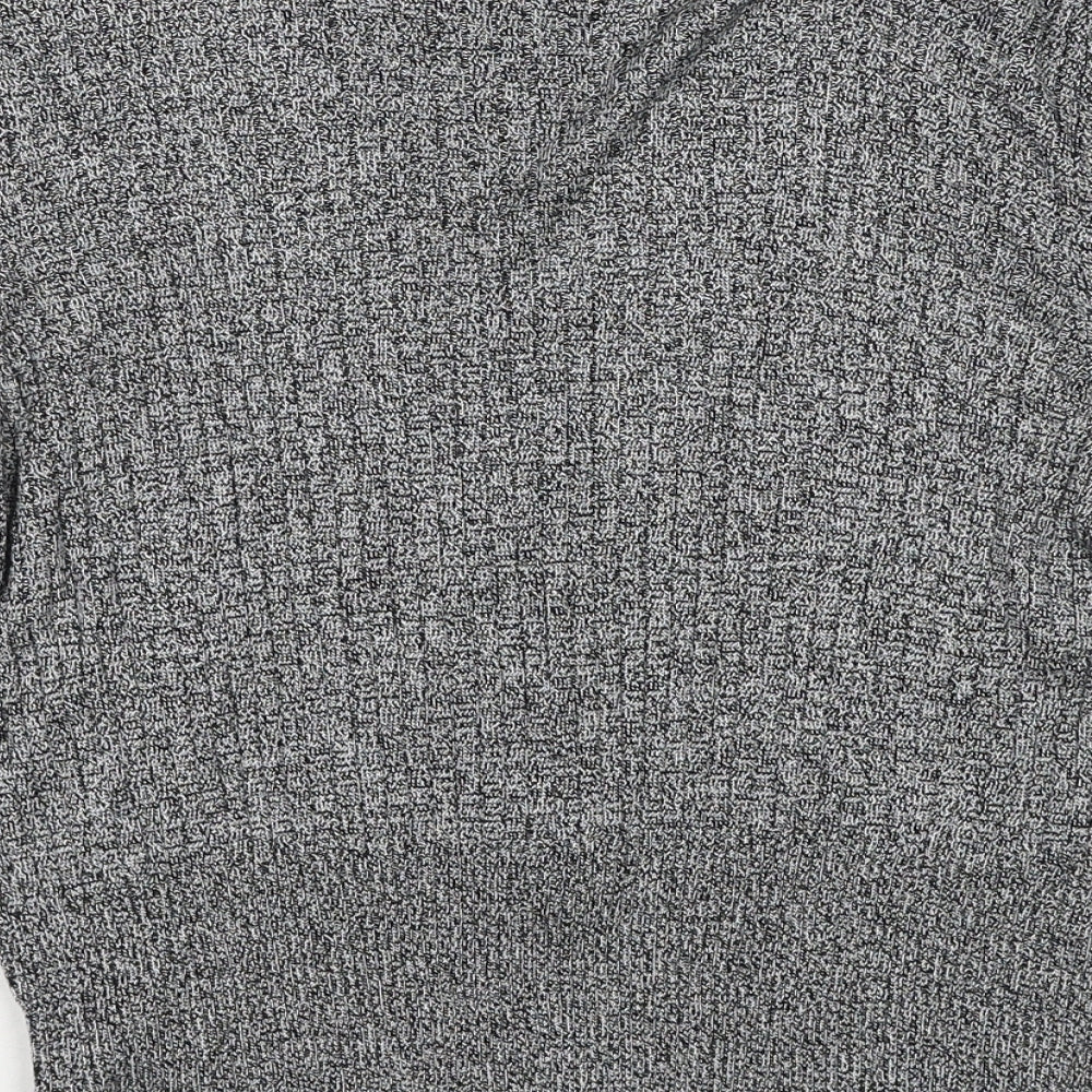 Marks and Spencer Womens Grey V-Neck Viscose Pullover Jumper Size 16