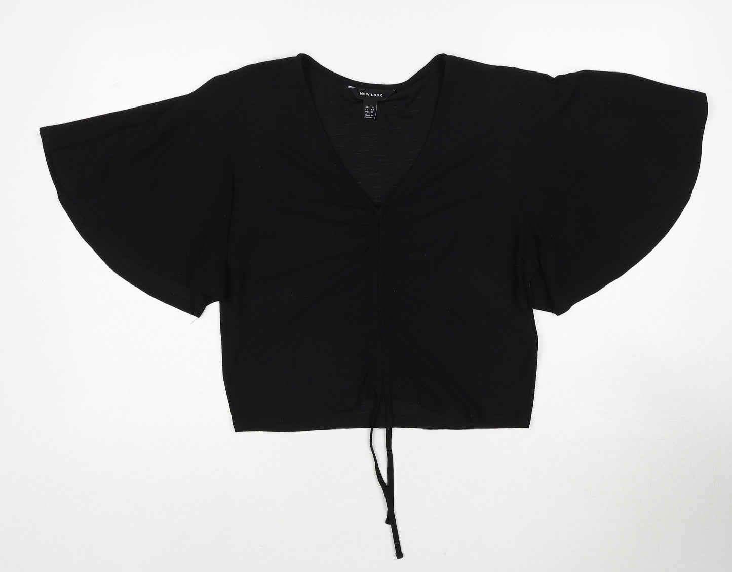 New Look Womens Black Polyester Basic Tank Size 16 V-Neck