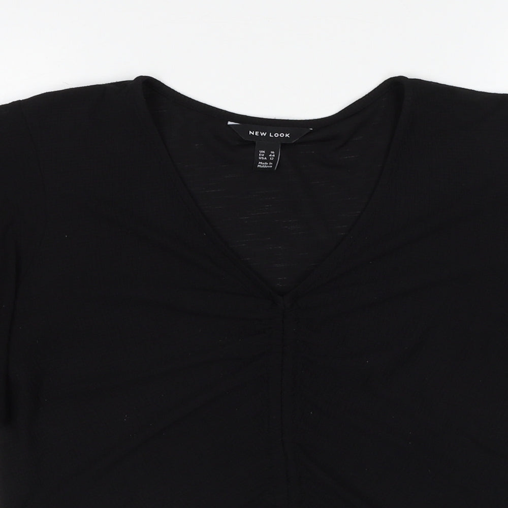 New Look Womens Black Polyester Basic Tank Size 16 V-Neck