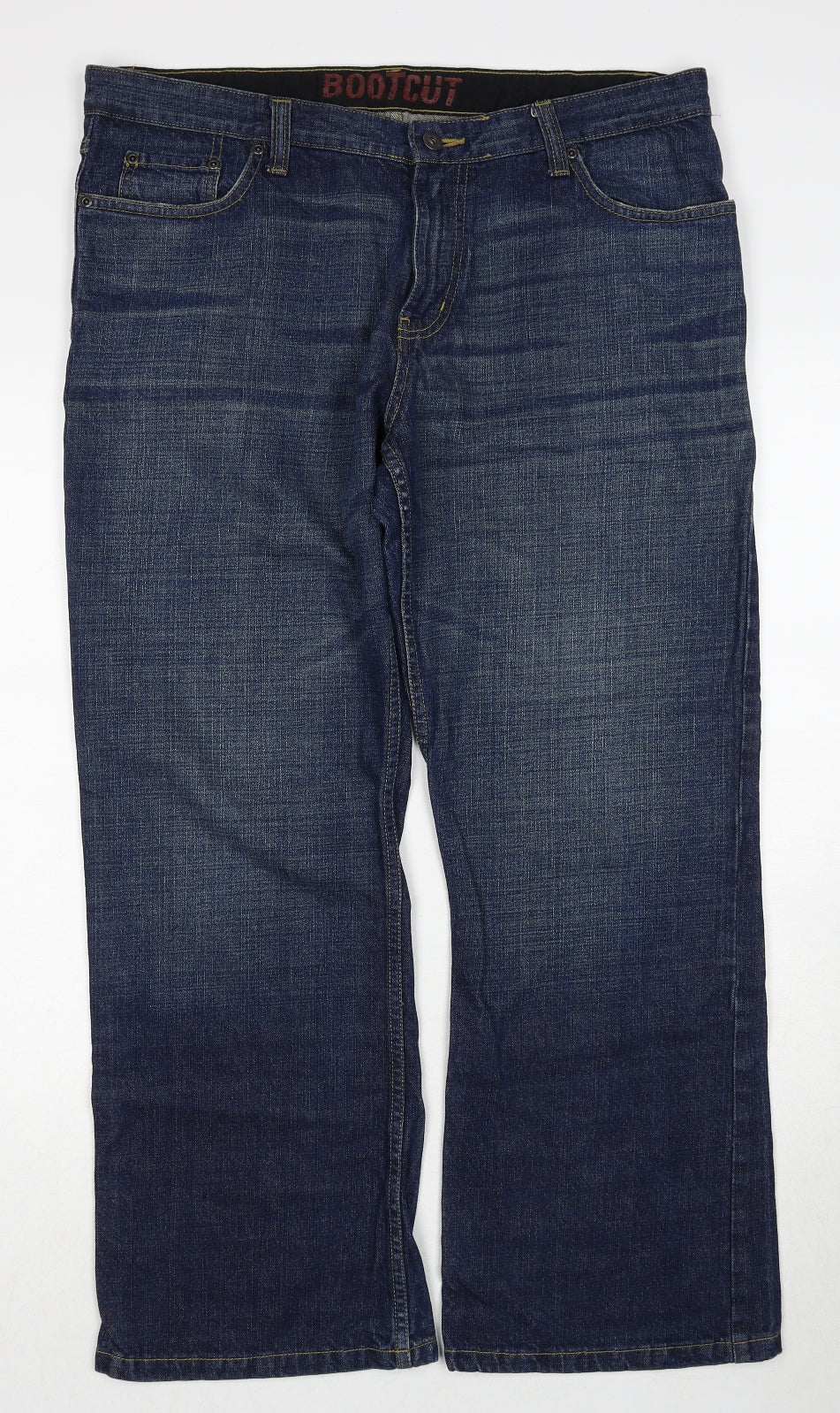 Burton Mens Blue Cotton Bootcut Jeans Size 36 in Regular Zip