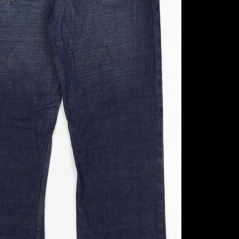 Burton Mens Blue Cotton Bootcut Jeans Size 36 in Regular Zip
