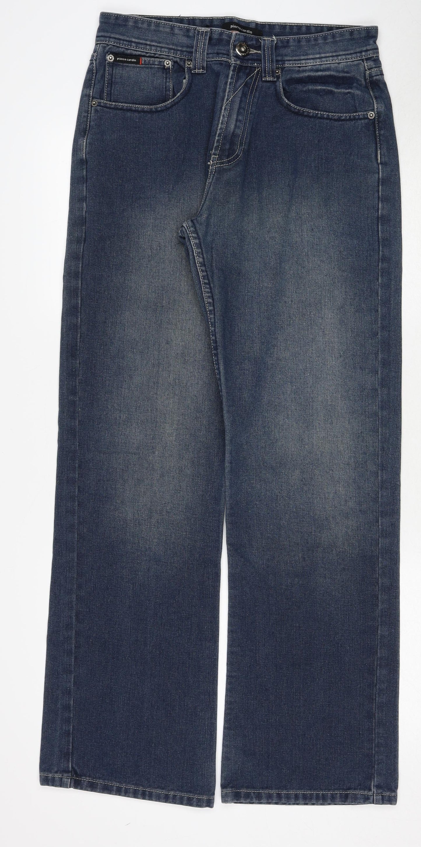 Pierre Cardin Mens Blue Cotton Straight Jeans Size 30 in Regular Zip