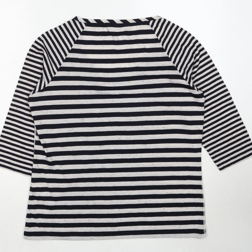 Per Una Womens Multicoloured Striped Viscose Basic Blouse Size 16 Round Neck - Flower Print