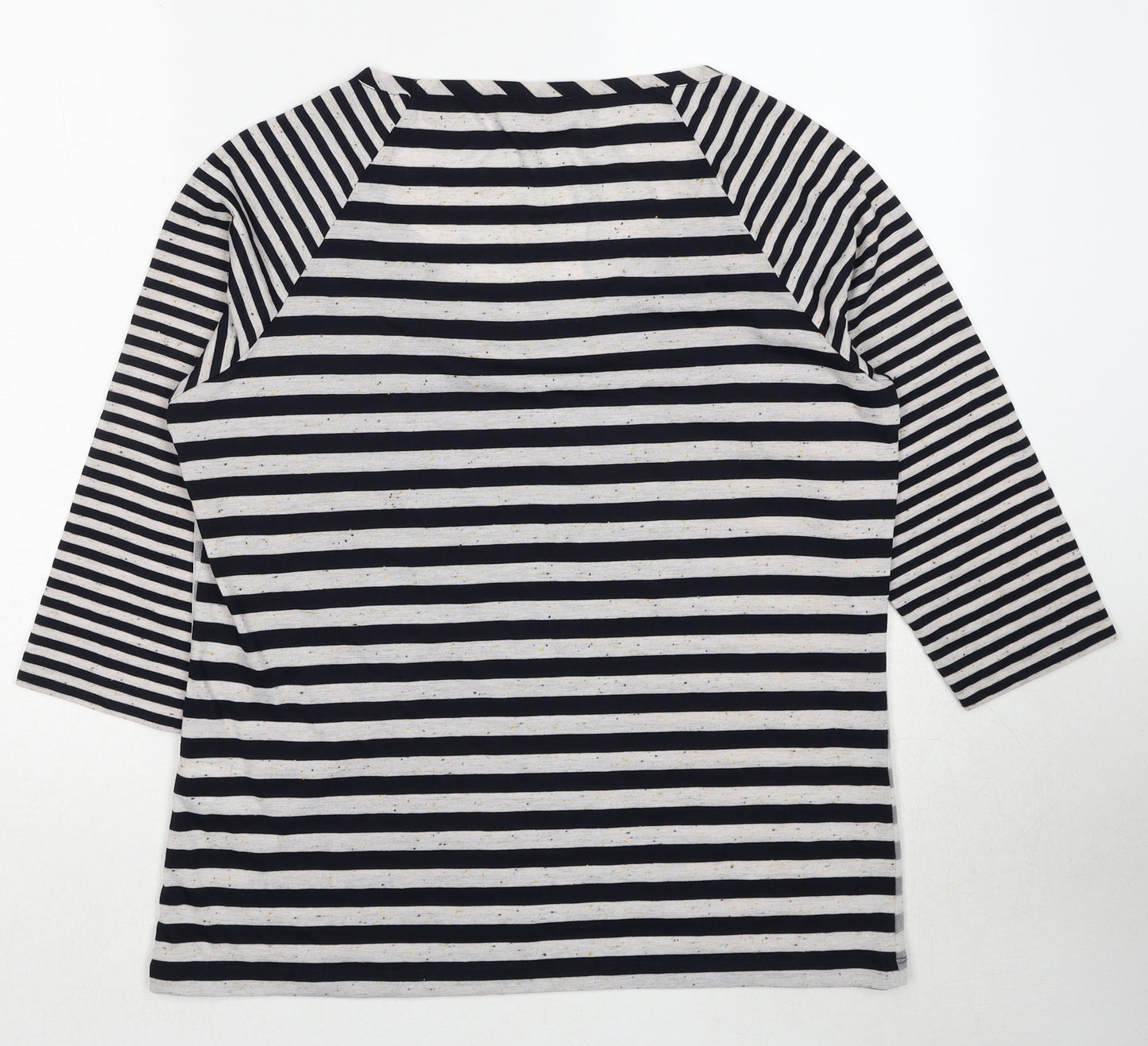 Per Una Womens Multicoloured Striped Viscose Basic Blouse Size 16 Round Neck - Flower Print